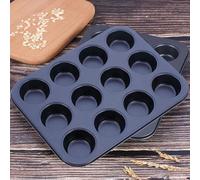 KAV Non Stick 12 Cup Muffin Tray Mould for Cupcakes in Black | Size: 1 Pack KAV Black 1 Pack