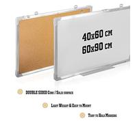 KAV- Notice Board White cork board Bulletin Board Message Memo Pin Board for Home Office School (choose your design and size from drop down) - 400x600mm - Cork and Magnetic