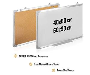 KAV- Notice Board White cork board Bulletin Board Message Memo Pin Board for Home Office School (choose your design and size from drop down) - 400x600mm - Cork and Magnetic