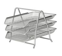 Kav Office Filing 3 Tier 3 Trays Holder A4 Document Letter Paper Wire Mesh Storage Organiser (Silver)