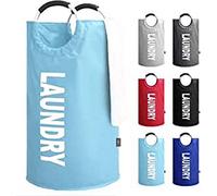 Kav Oxford Fabric Collapsible Foldable Laundry Basket, Bag 82L Portable Linen Washing Bin With Rubber Grip Aluminium Handles