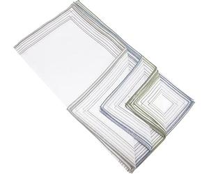 KAV Pack of 10 Men's Handkerchief with Imprinted Border - 36x36 cm Polycotton Multifunctional Large Pocket Squares Hankies for Gentlemen, Grandfathers, Fathers, Dads - White