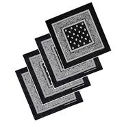 KAV Pack of 4 Multi-Purpose Bandanas - Cycling Headband, Face Mask, Neckerchief, Handkerchief for Men & Women - Hip-Hop, Sports - Black