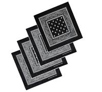KAV Pack of 4 Multi-Purpose Bandanas - Cycling Headband, Face Mask, Neckerchief, Handkerchief for Men & Women - Hip-Hop, Sports - Black