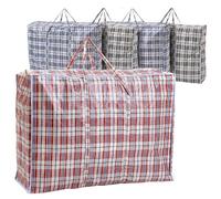 Kav Pack Of 5 Extra Large Plastic Laundry Bags - Reusable And Foldable Shopping Bags With Ziplock And Handles For Clothes Storage, Kitchen Storage - (100x60x28 cm)