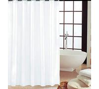 Kav Polyester Soft Fabric Shower Curtain Mould And Mildew Resistant Solid White And Snow White Matching Hooks(180X180Cm)
