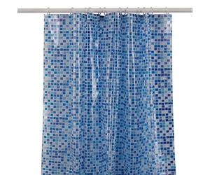 KAV Premium Fully Waterproof PEVA/Shower Curtain with Hygiene and Clean Technology - 180x180CM / 72x72in - Blue Mosaic Design for Home and Hotel Bathroom Decor (Blue Mosaic)