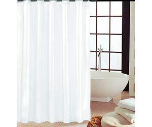 KAV Premium Polyester Mould-Proof Mildew Resistant White Shower Curtain Liner - 100% Waterproof and Rapid Drying, Perfect for Any Bathroom Décor 180CM x 180 CM