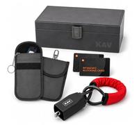 KAV Premium Suede Faraday Box & Steering Wheel Lock Bundle, Extra Large Signal Blocking Box with 2 Faraday Pouches, 2 RFID NFC Blocking Cards, Anti Theft Keyless Entry Protection & Steering Lock