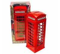 KAV Red Phone Booth Money Box Bank Souvenir - Die Cast Zinc London Souvenir with Union Jack, Collectible with Easy Access Cap for Kids and Adults - Distinctive Size: 14x6.9x6.7cm
