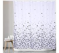 KAV Shower Curtain Bathroom Curtains Polyester Fabric Waterproof Mold Proof Pattern (220CM Wide x 180CM Drop) Home Decor Accessories with 12 Curtain Hooks (Mosaic Grey/White)