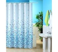 KAV Shower Curtain Fabric water proof extra wide for full bath coverage 220 CM (WIDE) x 180 cm (Drop) 100% Polyester Weighted Hem - Mosiac Blue