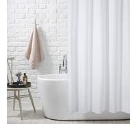 KAV Shower Curtain Fabric water proof extra wide for full bath coverage 220 CM (WIDE) x 180 cm (Drop) 100% Polyester Weighted Hem - Plain White