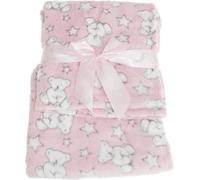 KAV Snuggle Baby Soft Fleece Baby Wrap Blanket - Pink Teddy Stars