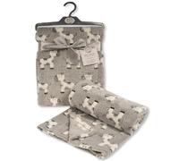 KAV Soft Fleece Wrap Blanket - 75Wx100L CM Soft Unisex Pram Cot Crib Moses Basket Giraffe Print Gift Set for Newborn Babies Girl/Boy, Infant (Grey)