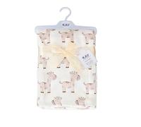 KAV Soft Fleece Wrap Blanket - 75Wx100L CM Soft Unisex Pram Cot Crib Moses Basket Giraffe Print Gift Set for Newborn Babies Girl/Boy, Infant (Beige)