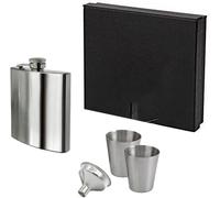 KAV Stainless Steel 8oz Hip Flask with Gift Box, Funnel & 2 Stainless Steel Shot Cups - Leak Proof & Portable Pocket Hip with Safety Hinged Screw Cap