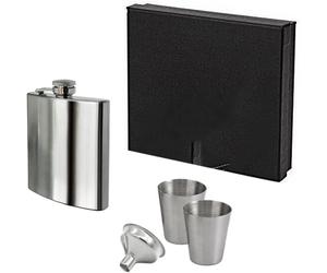 KAV Stainless Steel 8oz Hip Flask with Gift Box, Funnel & 2 Stainless Steel Shot Cups - Leak Proof & Portable Pocket Hip with Safety Hinged Screw Cap