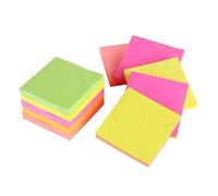 KAV Sticky Memo Notes Neon Block Cube Pad 3x3 inch 450 Sheets - Assorted Pink, Yellow, Orange and Green Self Adhesive Sticky Notes for Organization and Reminders