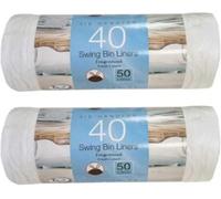 Kav Swing Bin Liners 50L - 2 Rolls (80 Tie Handle Bags), Fresh Linen Scented, Strong Jumbo Rubbish Bags With Drawstring