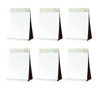KAV Tabletop Self Stick Flipchart Paper Pad with Plain Perforated 20 Sheets for Office, Presentation, Restaurant, School Home, and Kitchen Notes - 70 gr/m² Paper, 58.5 x 50cm (Pack of 6)