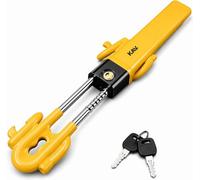 Kav Twin Bar Steering Wheel Lock Heavy Duty Double Hook Car Security Universal Fit Yellow With 2 Keys Adjustable Length