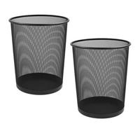 Kav Twin Pack 2 X Black Metal Mesh Wastebasket Paper Bin - Round Trash Lightweight Circular Rubbish Can - Size 27X23.5X23.5 Cm