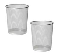 KAV Twin Pack 2 x Silver Metal Mesh Wastebasket Paper Bin - Round Trash Lightweight Circular Rubbish Can for Kitchen, Bathroom, Bedroom, Dormitory, Office - Size 27x23.5x23.5 cm