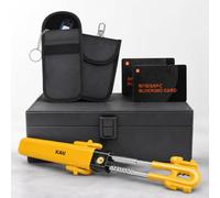 KAV Vehicle Anti Theft Security Bundle - Extra Large Faraday Box 21x13x7cm with 2 Faraday Key Pouches, 2 RFID NFC Blocking Cards and Steering Wheel Lock - Keyless Entry Relay Attack Protection