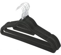 KAV Velvet Coat Hangers - Non-Slip Slim Clothes Hangers For Coats, Dresses With 360° Rotating Hook - Space-Saving Design For Wardrobe Organization - Black - Pack Of 20