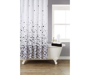 Kav Vibrant Mosaic Grey Extra Wide (220Cm) Shower Curtain On A White Background Including 12 Shower Curtain Hooks (220 X 180)