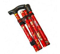 Kav Walking Stick, Easy Adjustable Height Folding Extendable Walking Cane, Lightweight And Durable Walking Stick(Red Floral)