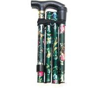 Kav Walking Stick, Easy Adjustable Height Folding Extendable Walking Cane, Lightweight And Durable Walking Stick(Green Flower)