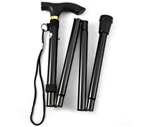 KAV Walking Stick, Easy Adjustable Height Folding Extendable Walking Cane, Lightweight Flexible and Durable Walking Aid Collapsible Walking Stick - Black