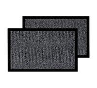 Kav Washable Door Mat Dirt Trapper Durable Non-Slip Barrier Mats Perfect Dust Absorbent Rug(40X60)Cm, (1.31X1.97)Ft Grey/black