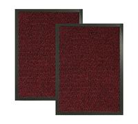 Kav Washable Door Mat Dirt Trapper Durable Non-Slip Barrier Mats Perfect Dust Absorbent Rug(40X60)Cm, (1.31X1.97)Ft Red/black
