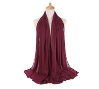 KAV Women Plain Elegant Chiffon Head Scarf Hijab - Silk Changer and Color Turban Light Large Maxi Hair Wrap Cover for Girls Shawl Head Piece - Wine