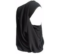 KAV Women Plain Elegant Chiffon Head Scarf Hijab - Silk Changer and Color Turban Light Large Maxi Hair Wrap Cover for Girls - Shawl Head Piece (Black)