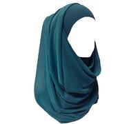 KAV Women Plain Elegant Chiffon Head Scarf Hijab - Silk Changer and Color Turban Light Large Maxi Hair Wrap Cover for Girls - Shawl Head Piece (Teal Green)