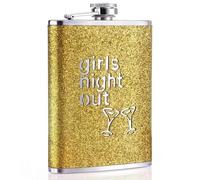 KAV Women's 8 oz Girls Night Out Glitter Hip Flask with Stainless Steel Construction in Yellow KAV Yellow
