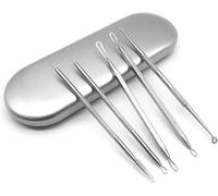 KAV Women's Comedone Extractor Kit 5-Piece Blackhead Remover Tool Set with Storage Case in Silver KAV Silver