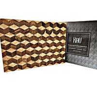 KAV Wooden Cutting Board for Kitchen, Large Cutting Board for Countertop, Bread Board, Meat Cutting Board, Cheese Board, Vegetable Chopping Board, Diamond Lattice Design Cutting Block