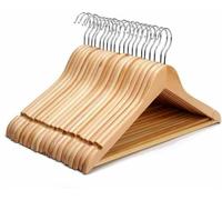KAV Wooden Hangers with Steel Hook for Coat, Clothes, Trouser, Dress - Non-Slip, Slim, Space-Saving Hanger for Wardrobe Storage Home - 20 Pack