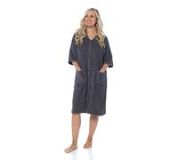 KAV Zip Up Dressing Gown Terry Towelling Bath Robes For Women 100% Cotton Dressing Gown Drying in Mint Blue Pink colour (20-22, Grey)