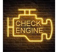 Kavaas Check Engine Neon Sign, LED Garage Sign for Car Room Decor | Check Engine Light Neon Sign for Garage Decor, Auto Repair Workshop, Man Cave - Best Gifts for Dad, Car Enthusiast (Golden Yellow)