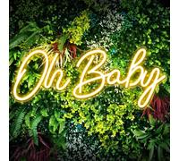 Kavaas Oh Baby Neon Sign for Backdrop 16.4" x 6.9" - Led Light Up Sign for Baby Shower, Gender Reveal, Birthday Party Decorations (Warm White)