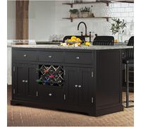 kavala grey granite marble top kitchen island in black