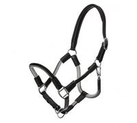 Kavalkade Leather & Rope Headcollar With Matching Leadrope - Black/Black-Grey (Full)