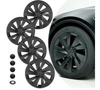 KAVANIC Pack of 4 Hub Caps Suitable for Tesla Model Y Juniper 19 Inch 2025 - Sport Style Aerodynamic Design, 2025 Model Y Juniper Hub Caps 19 Inch Easy Snap-On Installation (Matt Black)