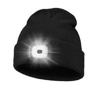 KAVAVO Beanie Hat with Light,USB Rechargeable LED Lighted Beanie Cap,Unisex Winter Warmer Knit Cap Hat for Walking at Night,Fishing,Camping,Hunting Black